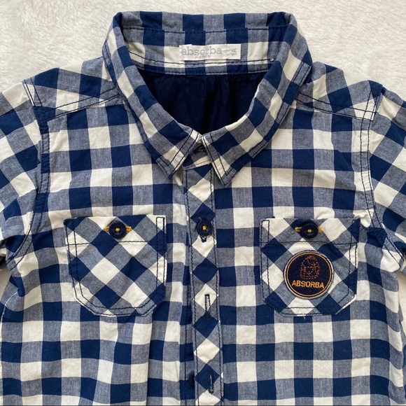 Absorba boys button down shirt size 2T blue plaid - Picture 2 of 8